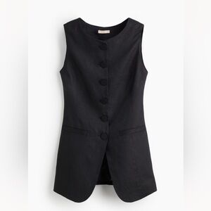 H&M black linen suit vest